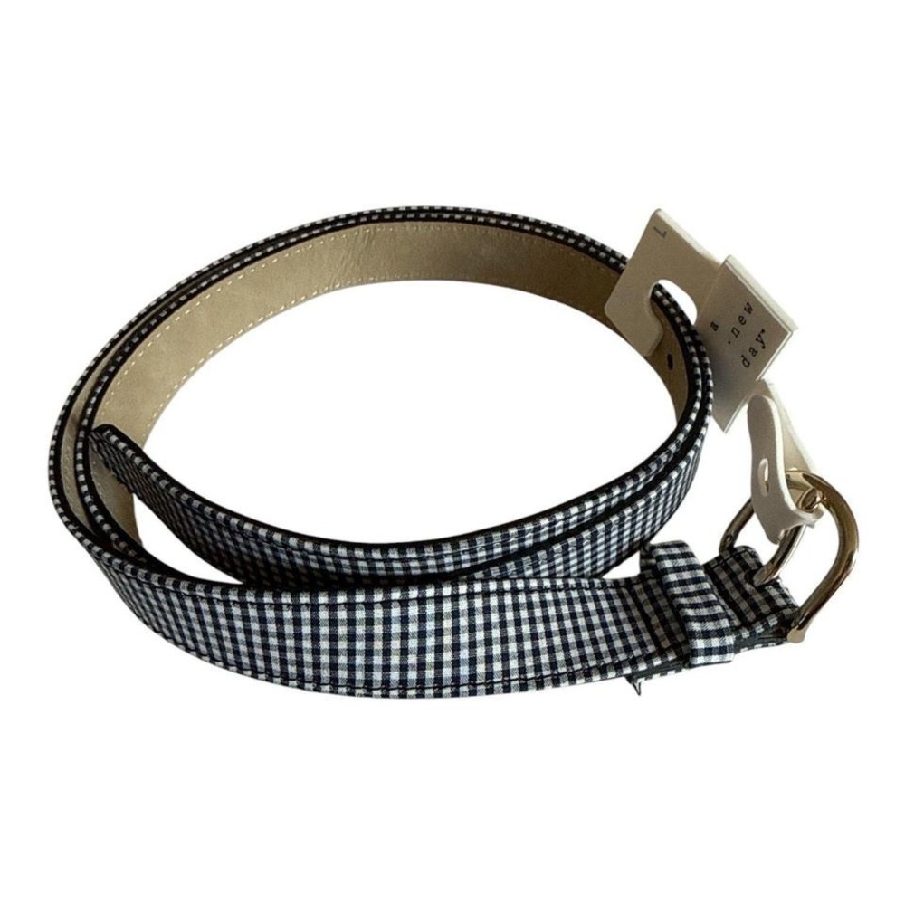 A New Day Womens Gingham Belt Navy White NWT Size Large